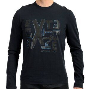 Exte Men's Navy Blue Logo Print Long Sleeve T-Shirt US S IT 48